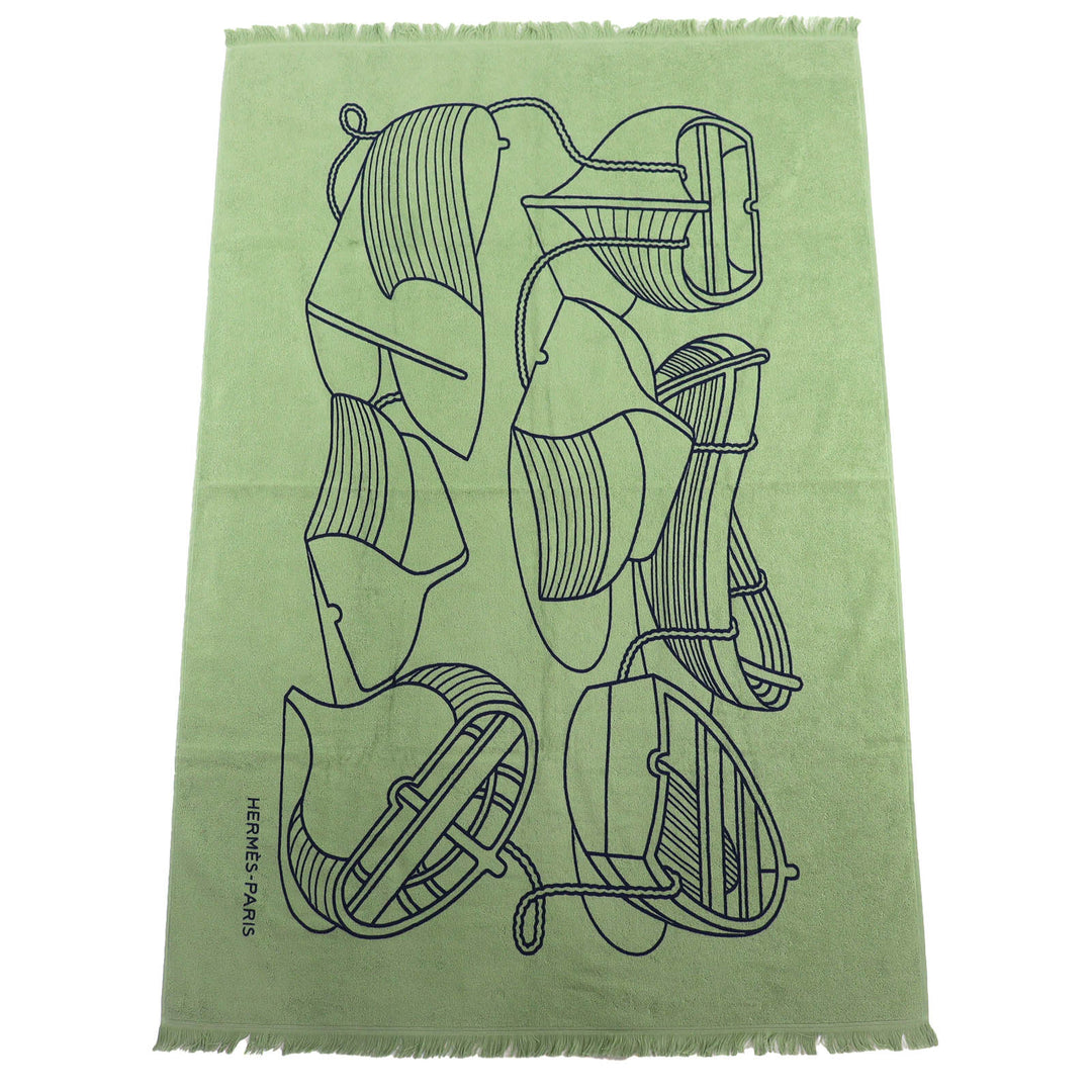 Pristine HERMES Yachting Plage Teresa Fringe Blanket Towel Blanket Beach Towel