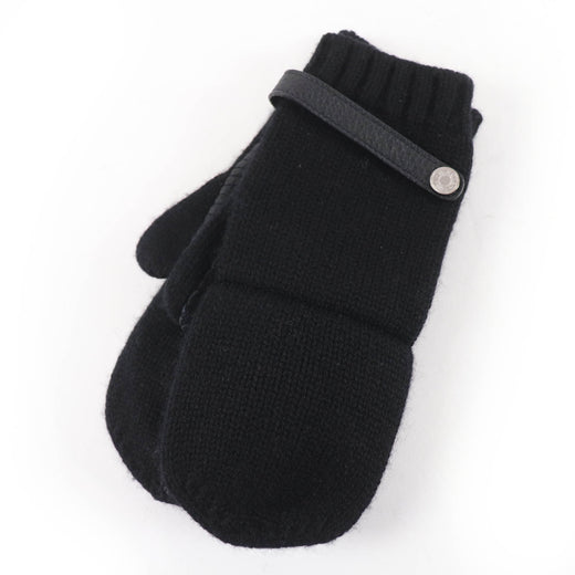 Pristine HERMES Baltimore Mittens Serie Metal Knit Gloves black cashmere S