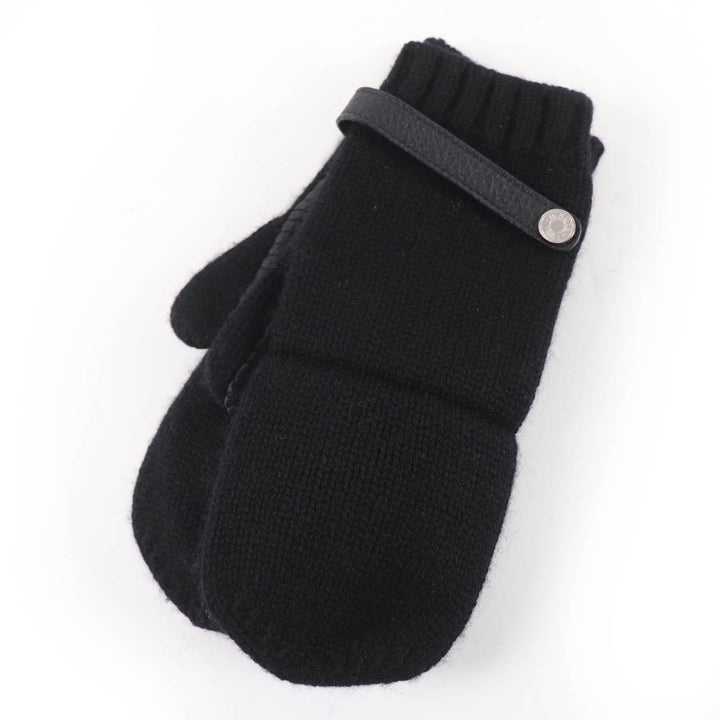 Pristine HERMES Baltimore Mittens Serie Metal Knit Gloves black cashmere S