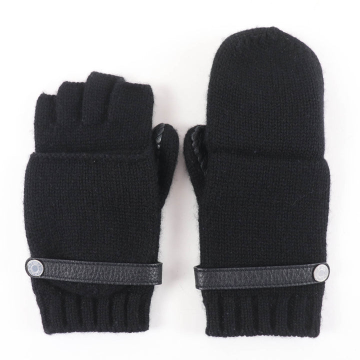 Pristine HERMES Baltimore Mittens Serie Metal Knit Gloves black cashmere S