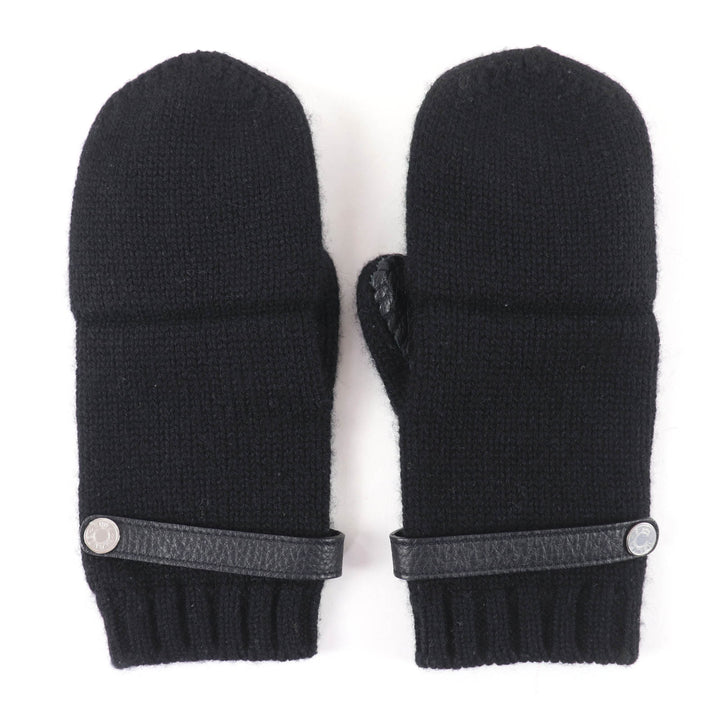 Pristine HERMES Baltimore Mittens Serie Metal Knit Gloves black cashmere S