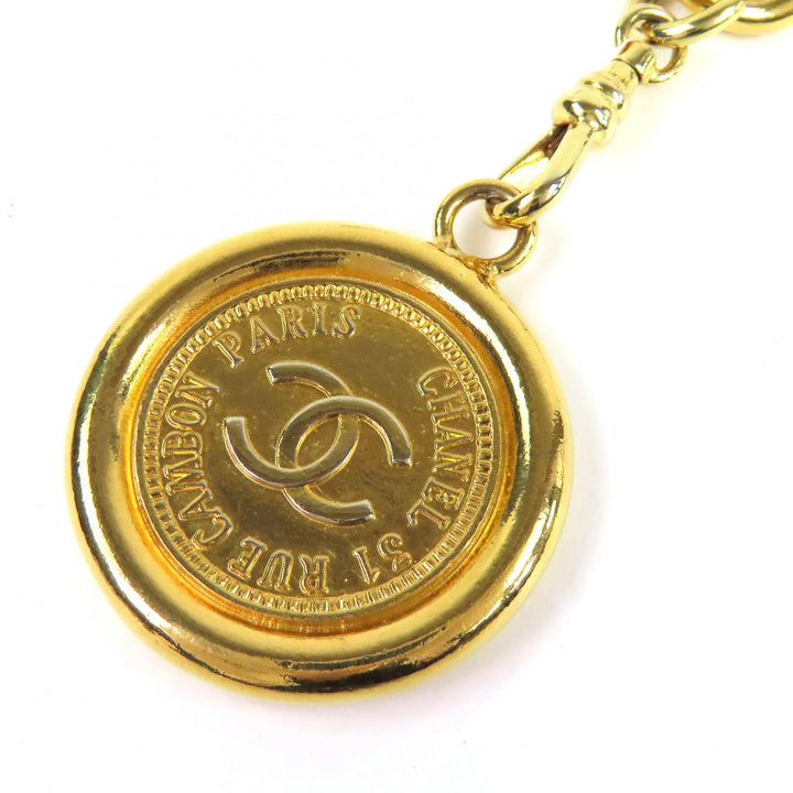 Great CHANEL belt COCO Mark Coin Motif With Logo Chain Belt gold Women
