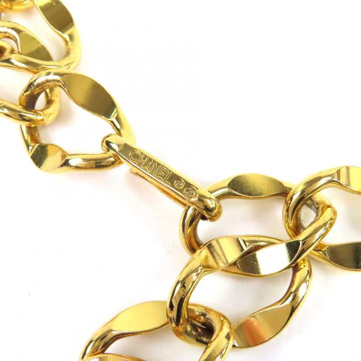Great CHANEL belt COCO Mark Coin Motif With Logo Chain Belt gold Women