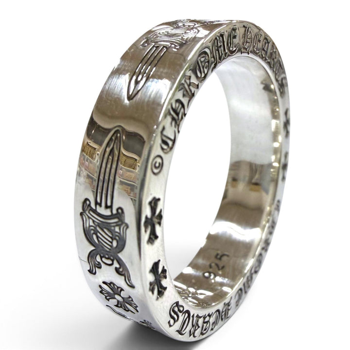 Great CHROME HEARTS Ring ring 6mm Spacer Dagger Ring Silver 925 mens