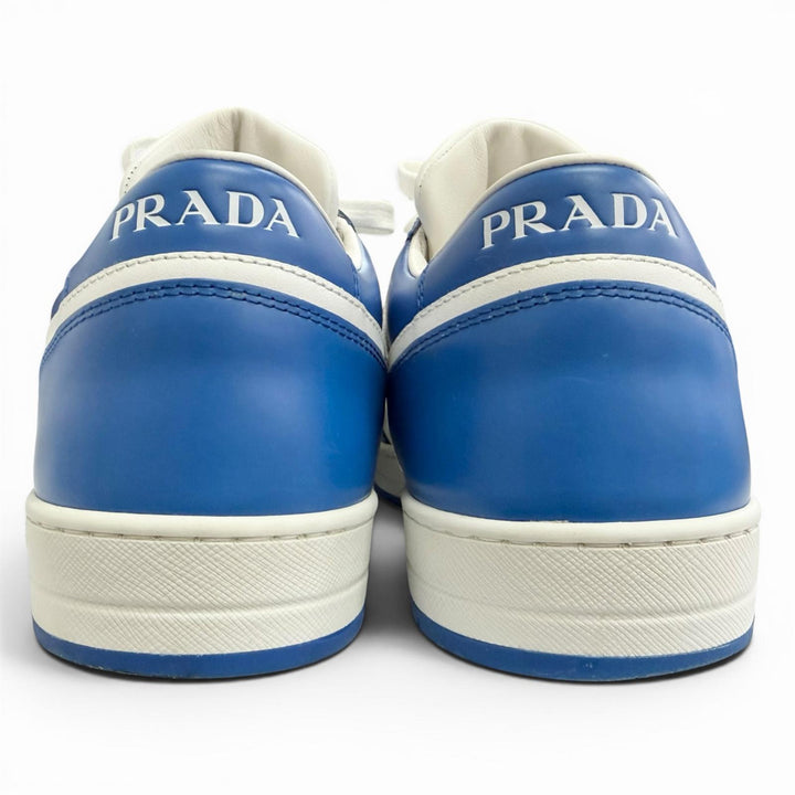 Great PRADA sneakers Downtown triangle logo leather blue leather mens 7 2EE364