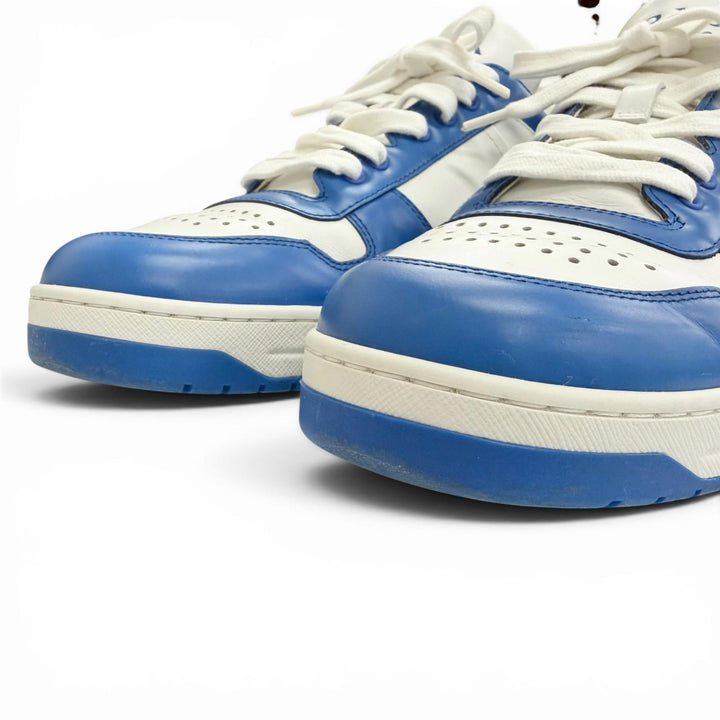 Great PRADA sneakers Downtown triangle logo leather blue leather mens 7 2EE364