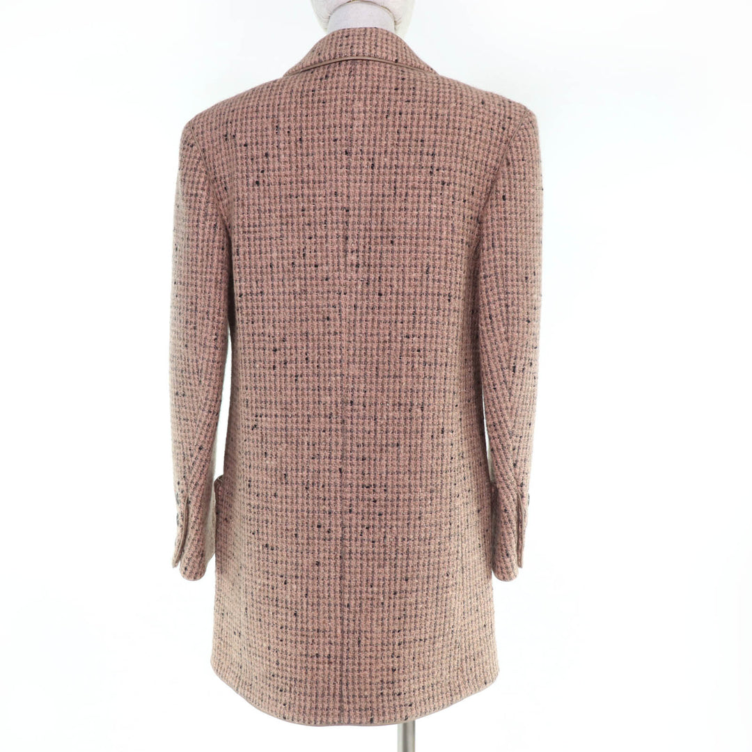 Excellent CHANEL Jacket Logo button leather tweed Pink Women 36 97A P09591V05961
