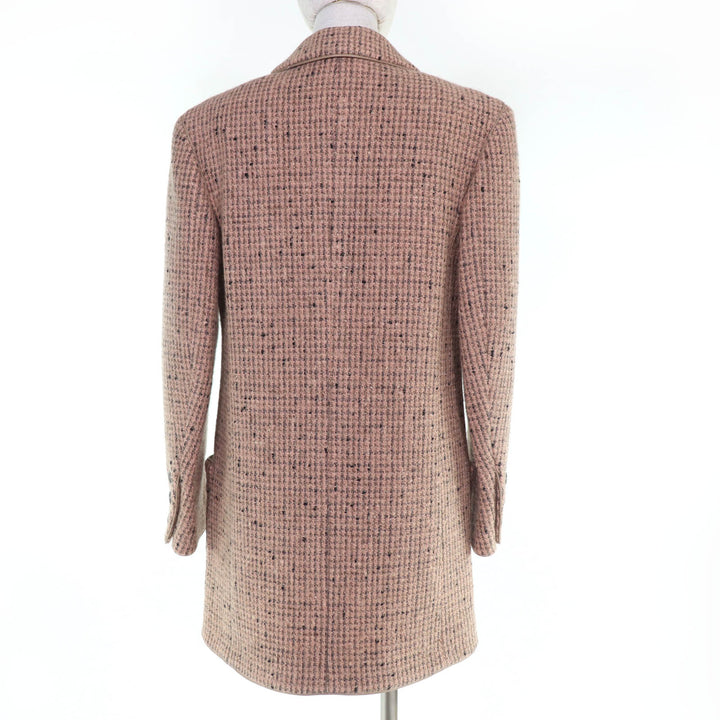 Excellent CHANEL Jacket Logo button leather tweed Pink Women 36 97A P09591V05961