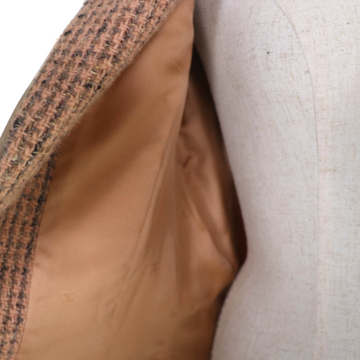 Excellent CHANEL Jacket Logo button leather tweed Pink Women 36 97A P09591V05961