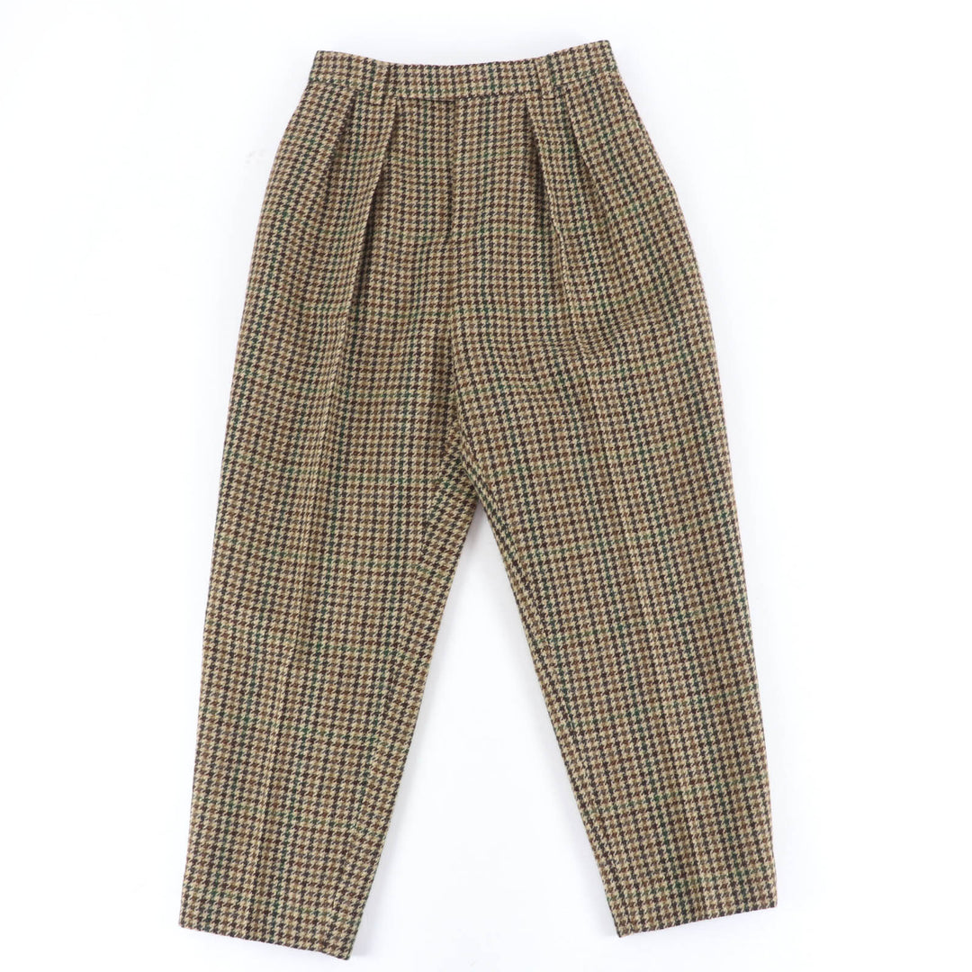 Excellent CELINE Pants Houndstooth center press Brown wool Women 38 2P240223F