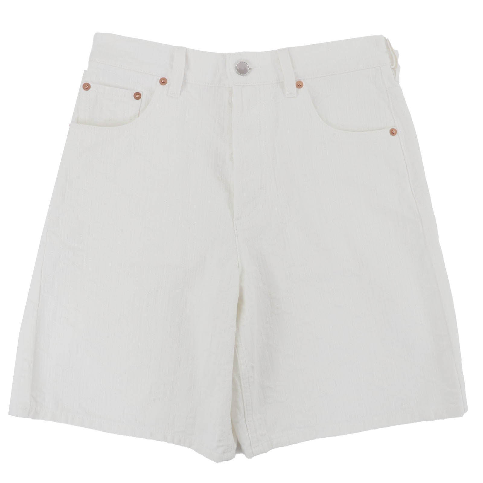 Excellent GUCCI Pants GG Jacquard Bermuda Shorts white cotton