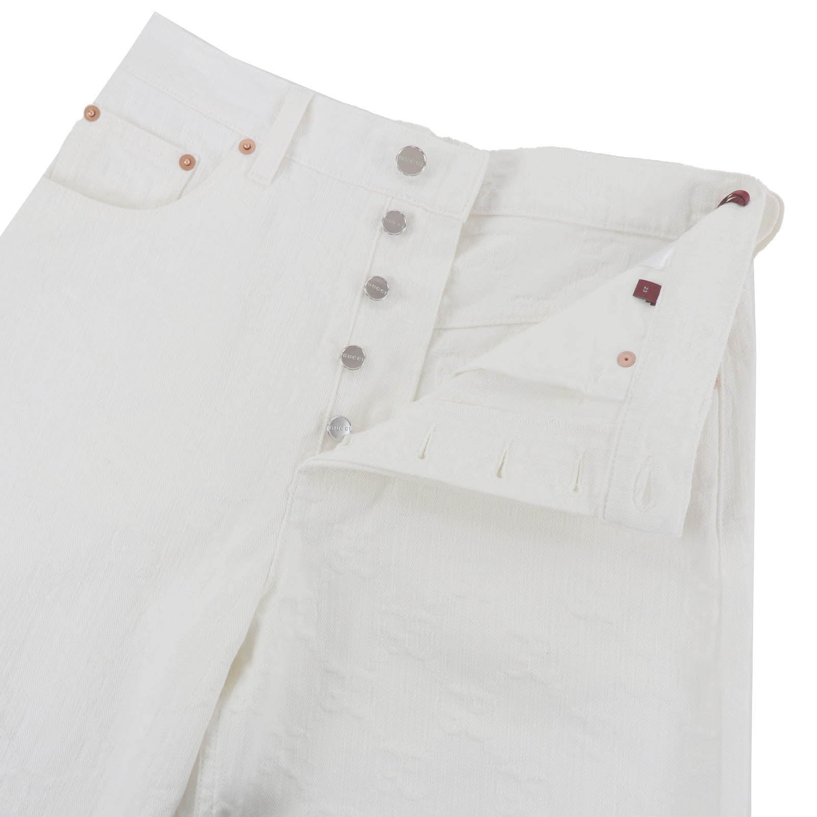Excellent GUCCI Pants GG Jacquard Bermuda Shorts white cotton