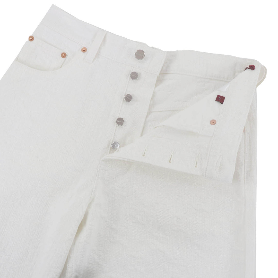 Excellent GUCCI Pants GG Jacquard Bermuda Shorts white cotton Women 23 788737