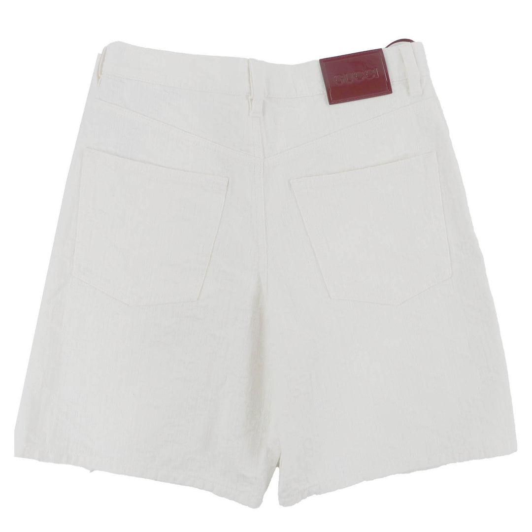 Excellent GUCCI Pants GG Jacquard Bermuda Shorts white cotton Women 23 788737