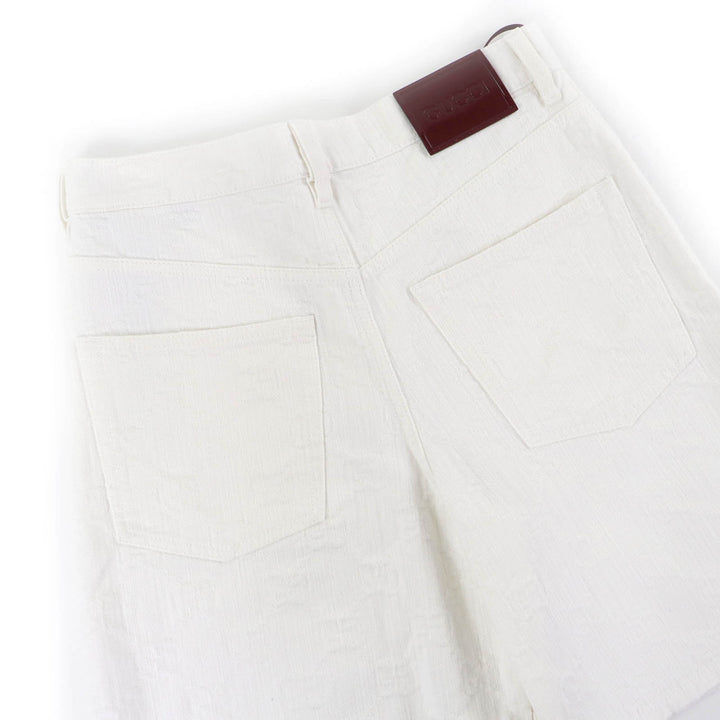 Excellent GUCCI Pants GG Jacquard Bermuda Shorts white cotton Women 23 788737