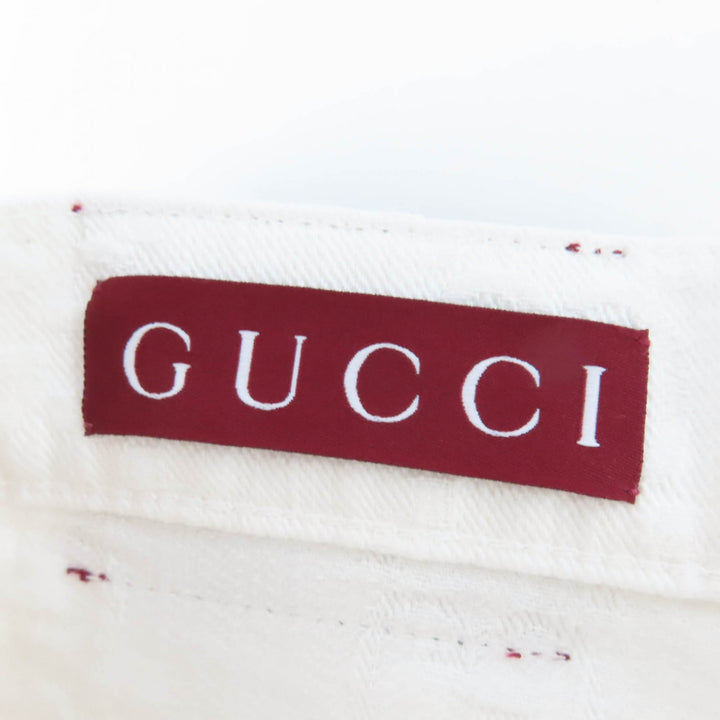 Excellent GUCCI Pants GG Jacquard Bermuda Shorts white cotton Women 23 788737