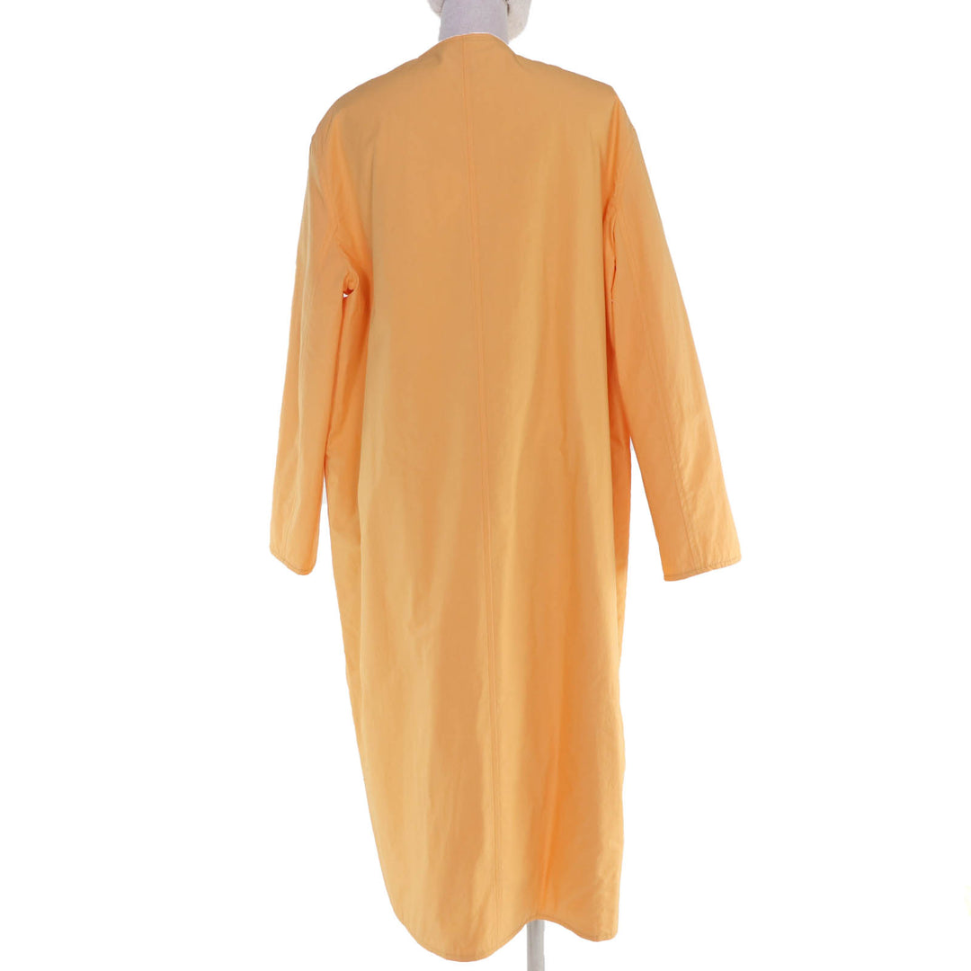 Pristine HERMES coat Leather collarless wrap Orange cotton Women 36 2E0106DJ