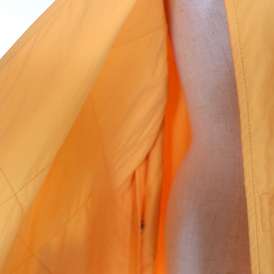 Pristine HERMES coat Leather collarless wrap Orange cotton Women 36 2E0106DJ