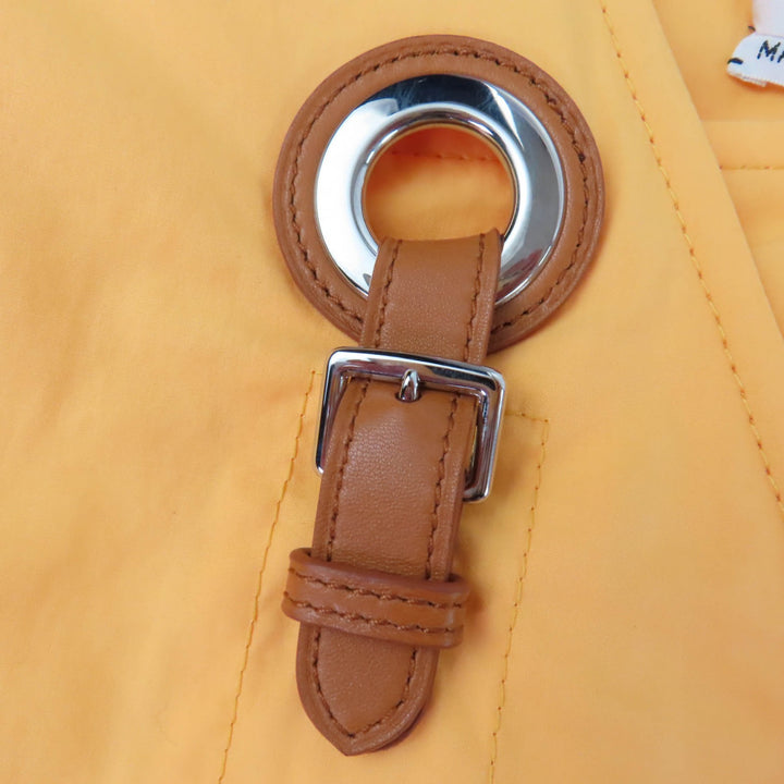Pristine HERMES coat Leather collarless wrap Orange cotton Women 36 2E0106DJ
