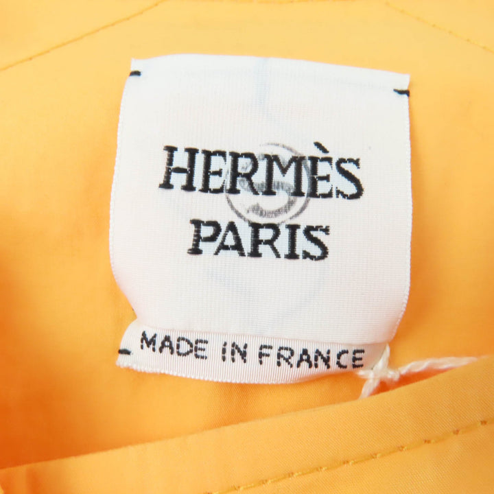 Pristine HERMES coat Leather collarless wrap Orange cotton Women 36 2E0106DJ