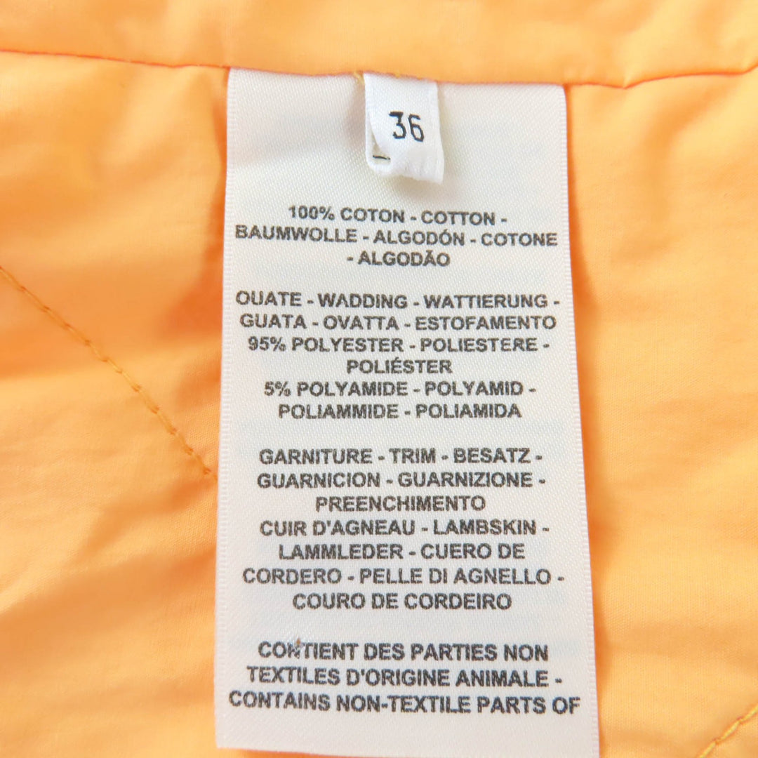 Pristine HERMES coat Leather collarless wrap Orange cotton Women 36 2E0106DJ