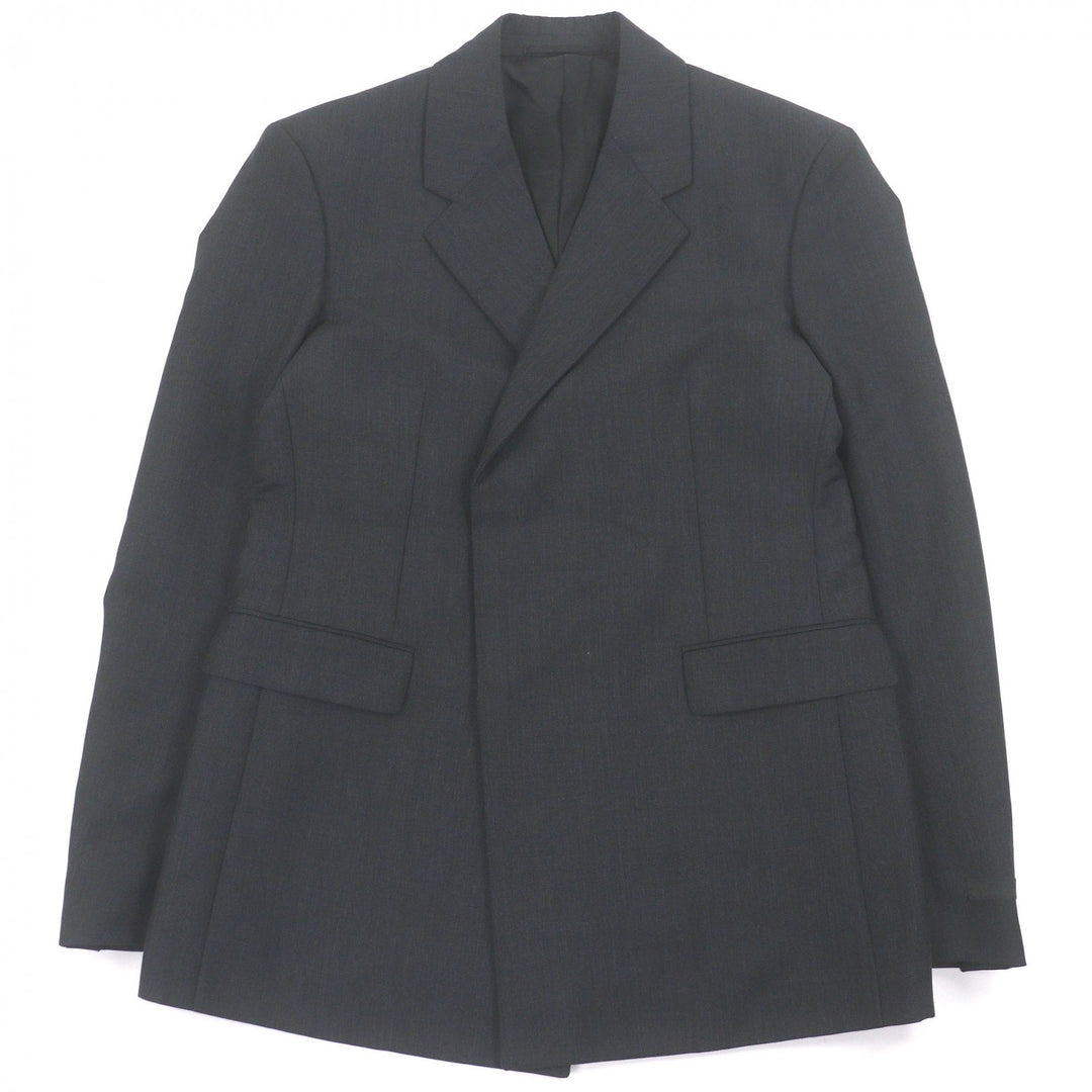 Excellent PRADA tailored jacket Triangle logo Charcoal gray mohair