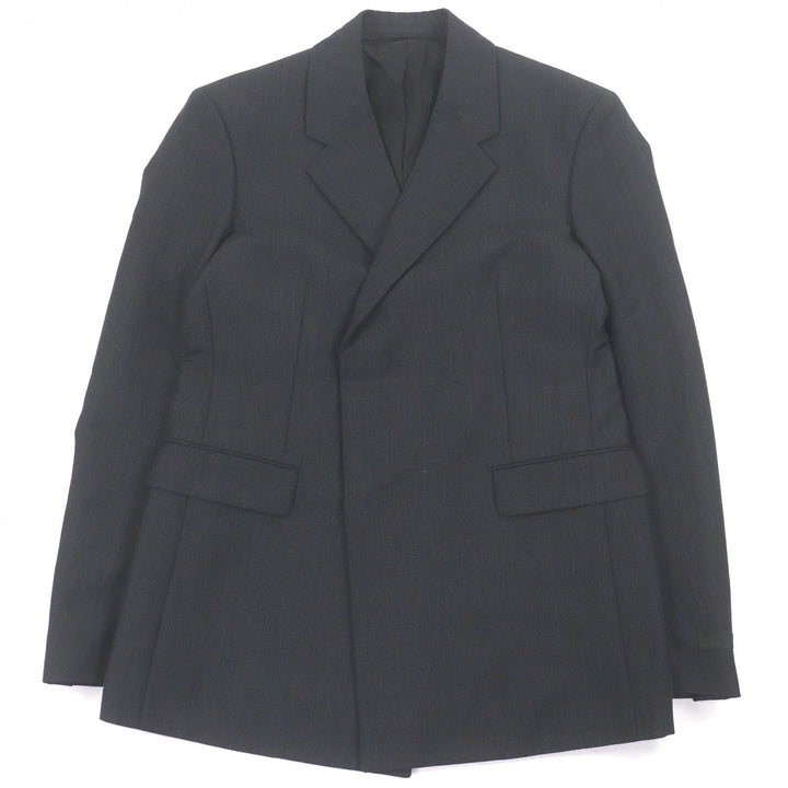 Excellent PRADA tailored jacket Triangle logo Charcoal gray mohair