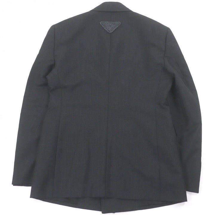 Excellent PRADA tailored jacket Triangle logo Charcoal gray mohair