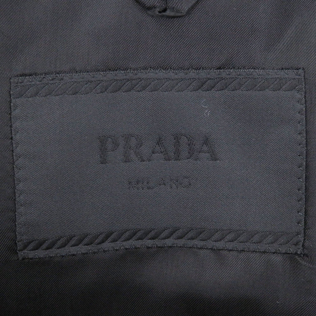 Excellent PRADA tailored jacket Triangle logo Charcoal gray mohair