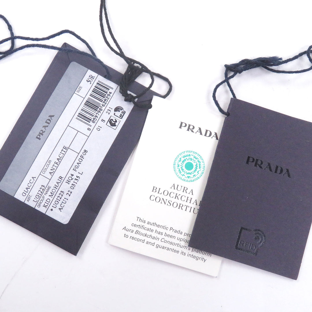 Excellent PRADA tailored jacket Triangle logo Charcoal gray mohair