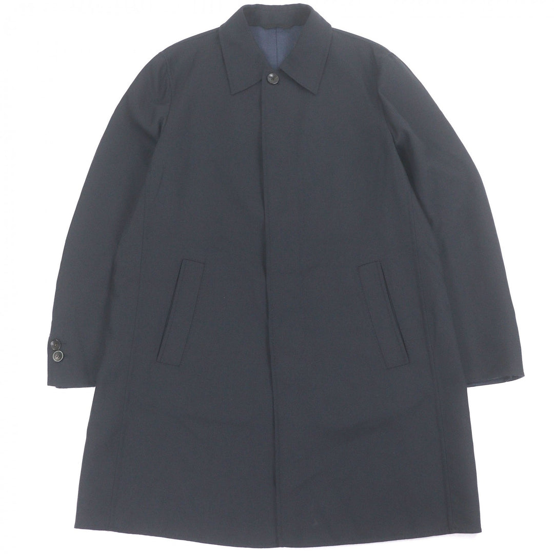 Great Brioni coat Logo button fly front Navy wool mens M