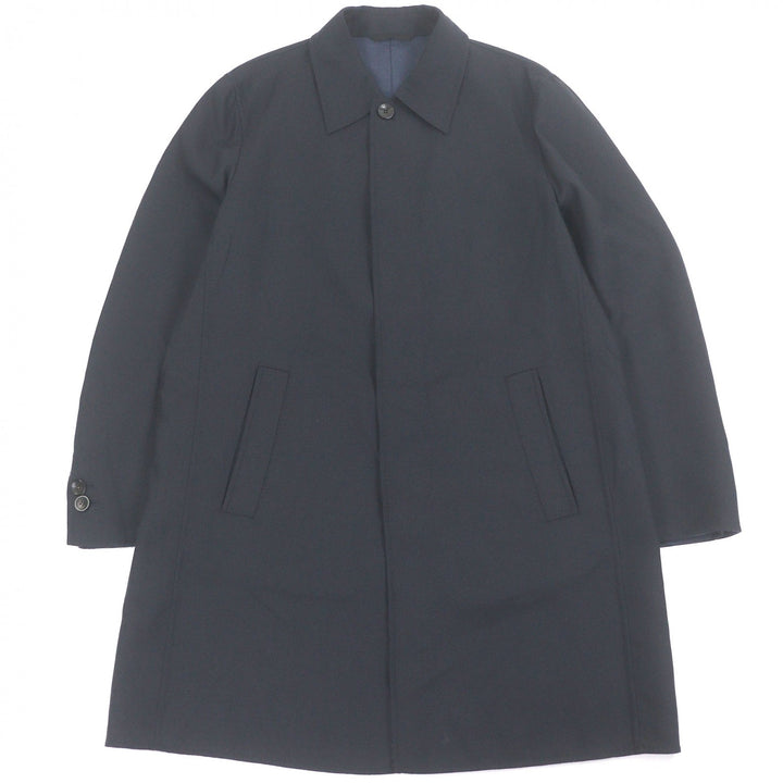 Great Brioni coat Logo button fly front Navy wool mens M