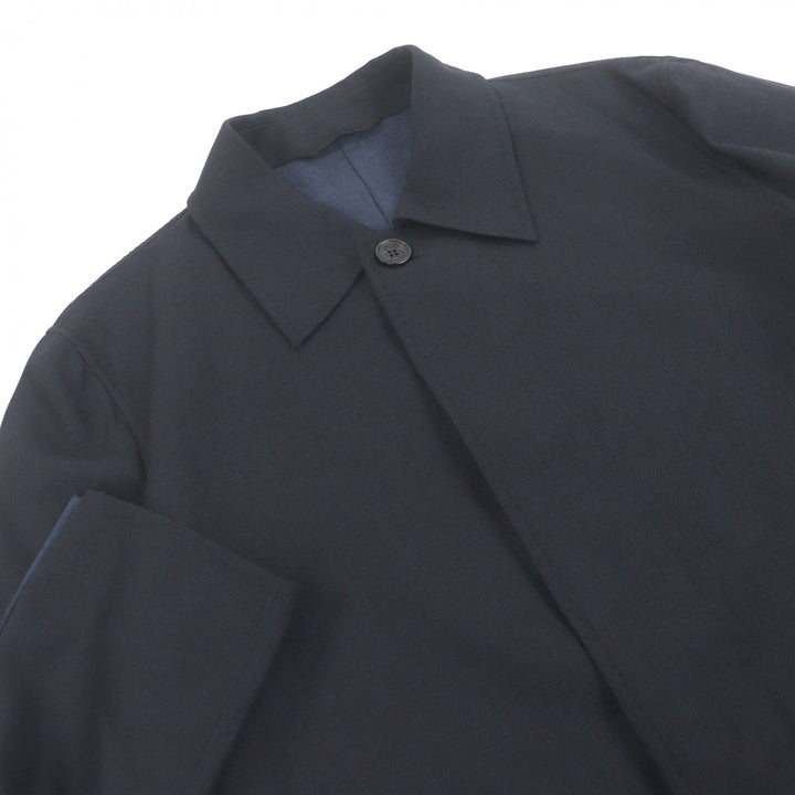 Great Brioni coat Logo button fly front Navy wool mens M