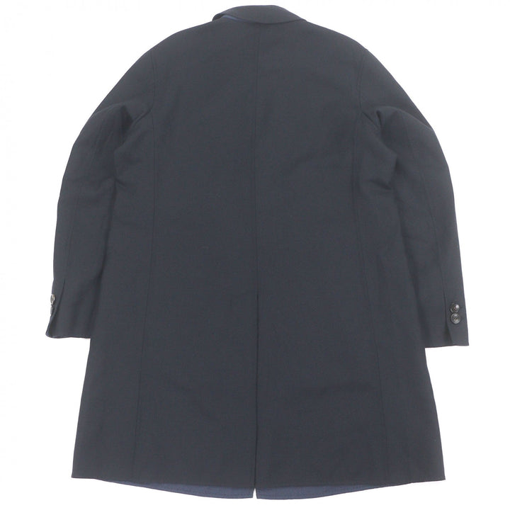 Great Brioni coat Logo button fly front Navy wool mens M