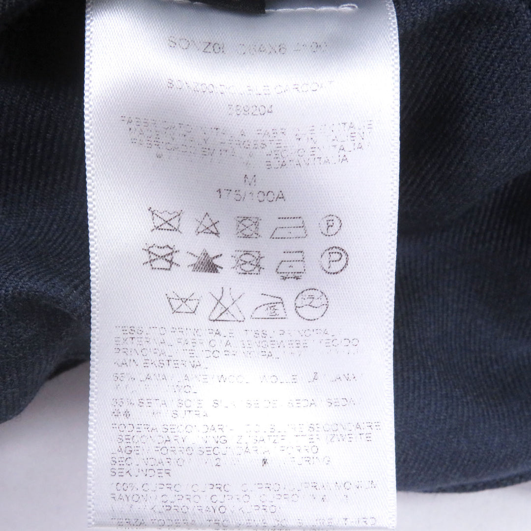 Great Brioni coat Logo button fly front Navy wool mens M