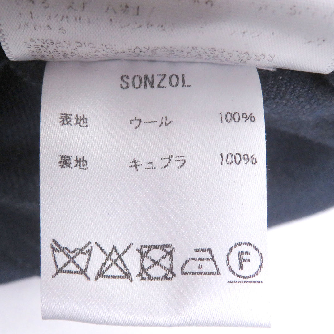 Great Brioni coat Logo button fly front Navy wool mens M