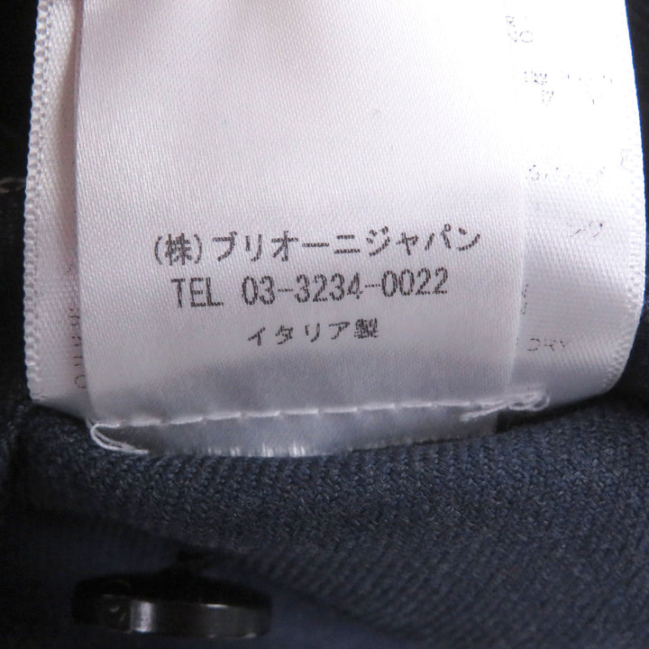 Great Brioni coat Logo button fly front Navy wool mens M