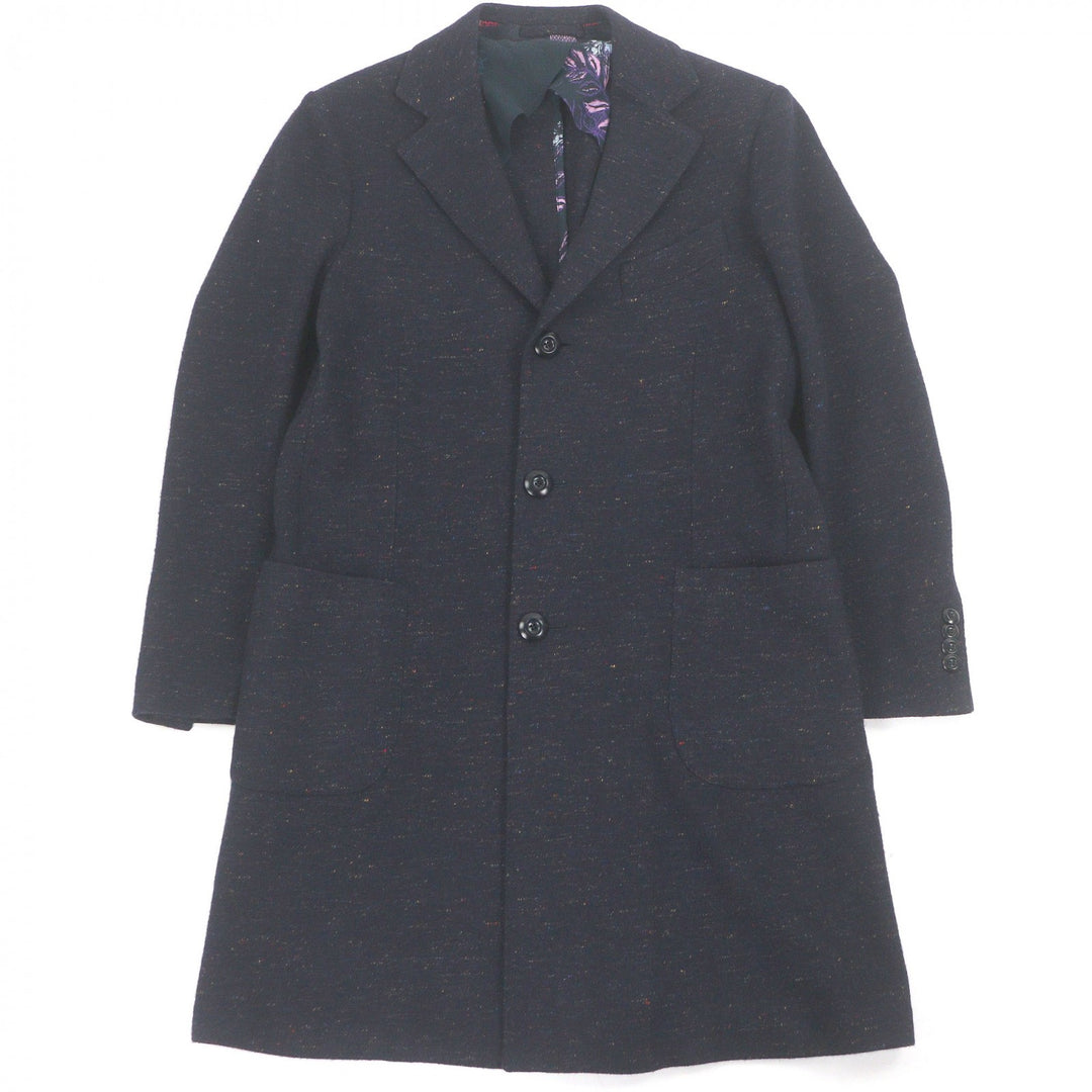 Excellent ETRO Chester coat Mixed wool single long coat Navy wool mens 52