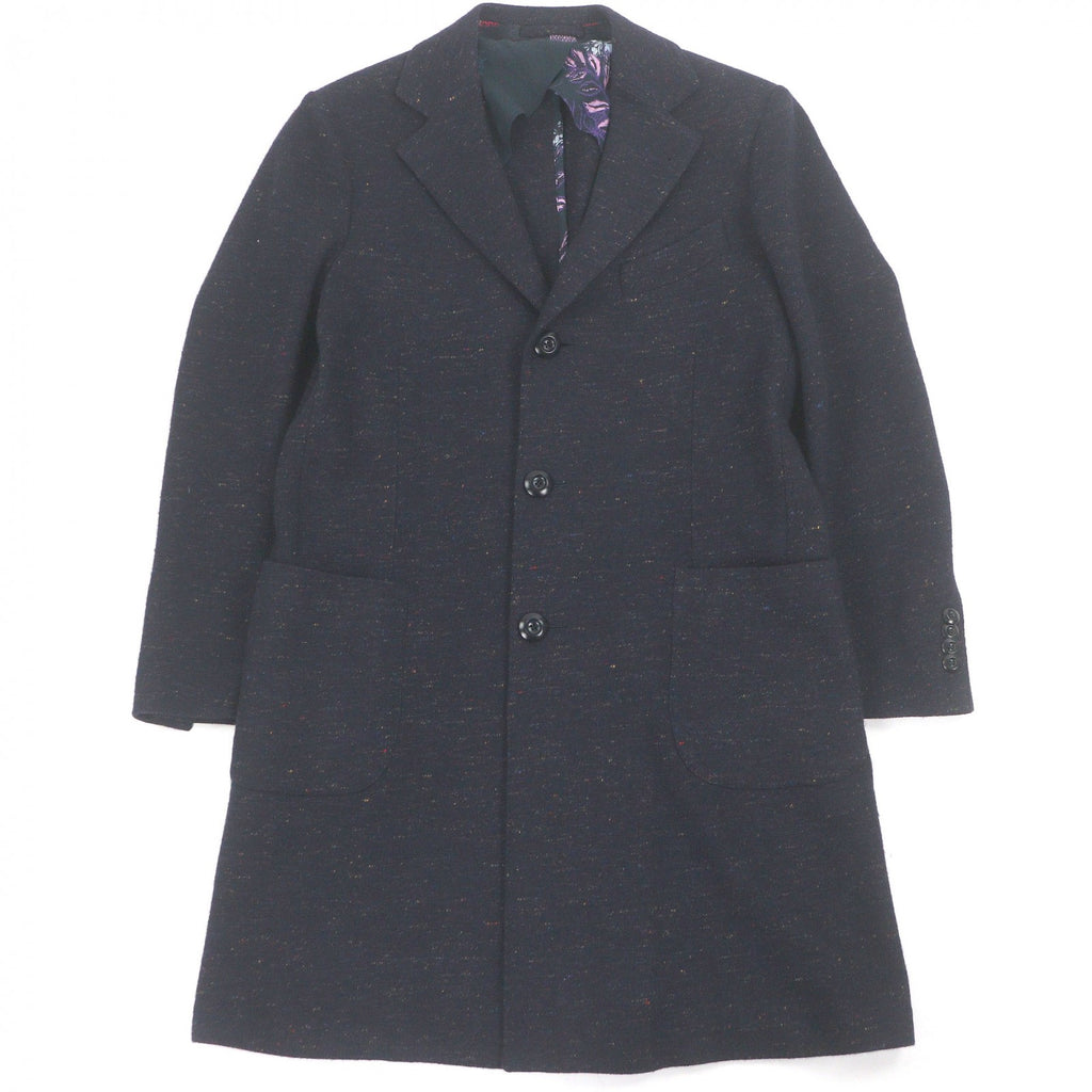 Excellent ETRO Chester coat Mixed wool single long coat Navy wool