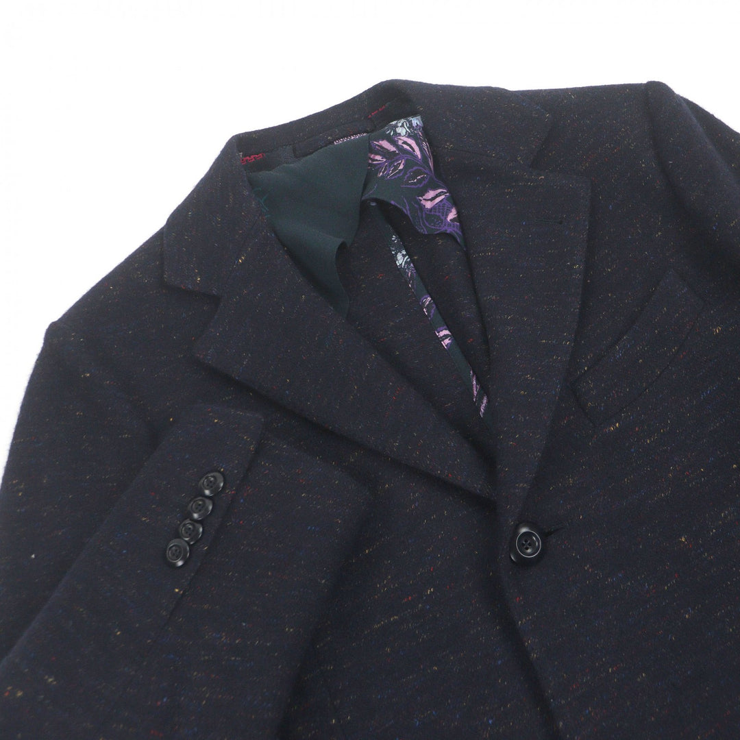 Excellent ETRO Chester coat Mixed wool single long coat Navy wool mens 52