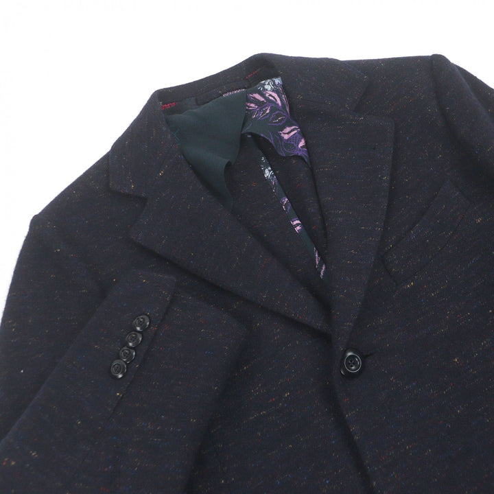Excellent ETRO Chester coat Mixed wool single long coat Navy wool mens 52