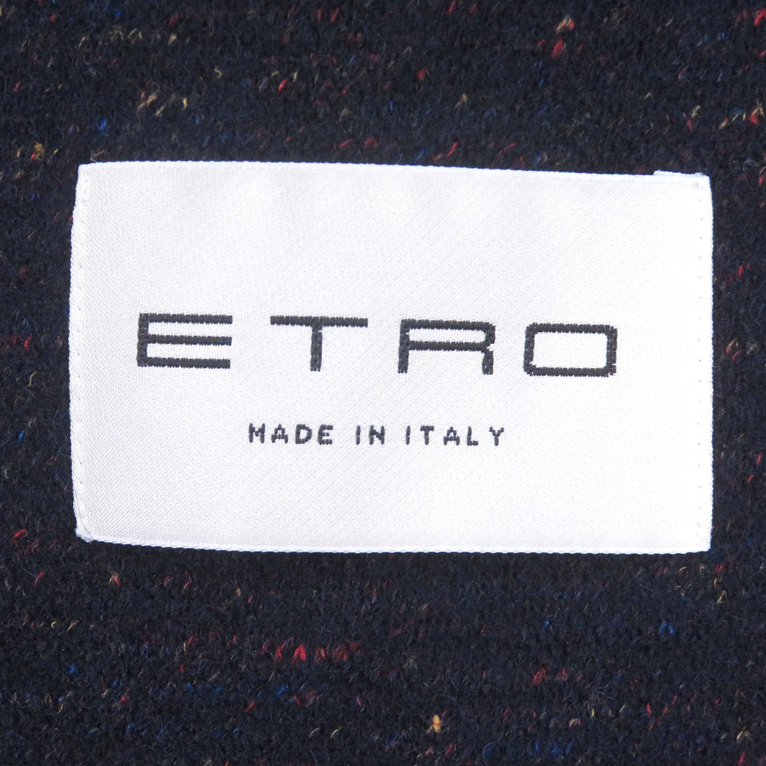 Excellent ETRO Chester coat Mixed wool single long coat Navy wool mens 52