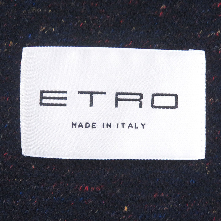 Excellent ETRO Chester coat Mixed wool single long coat Navy wool mens 52