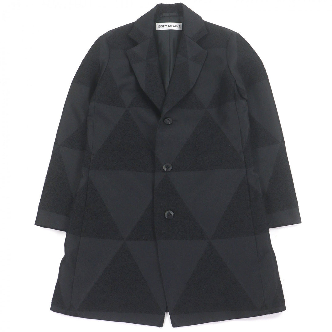 Excellent ISSEY MIYAKE Chester coat All-over pattern Single black