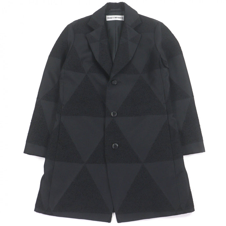 Excellent ISSEY MIYAKE Chester coat All-over pattern Single black