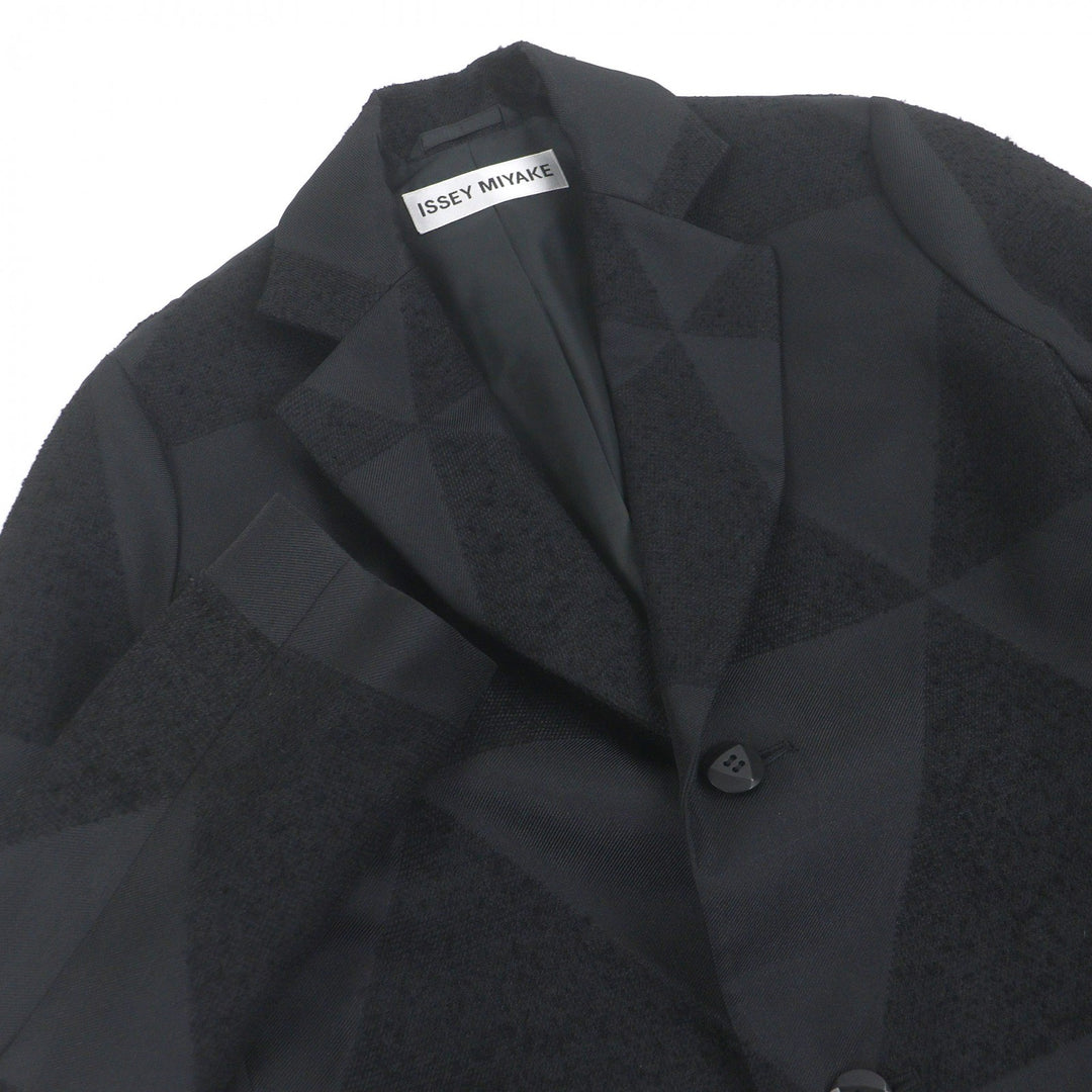 Excellent ISSEY MIYAKE Chester coat All-over pattern Single black