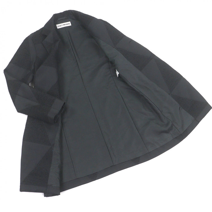 Excellent ISSEY MIYAKE Chester coat All-over pattern Single black