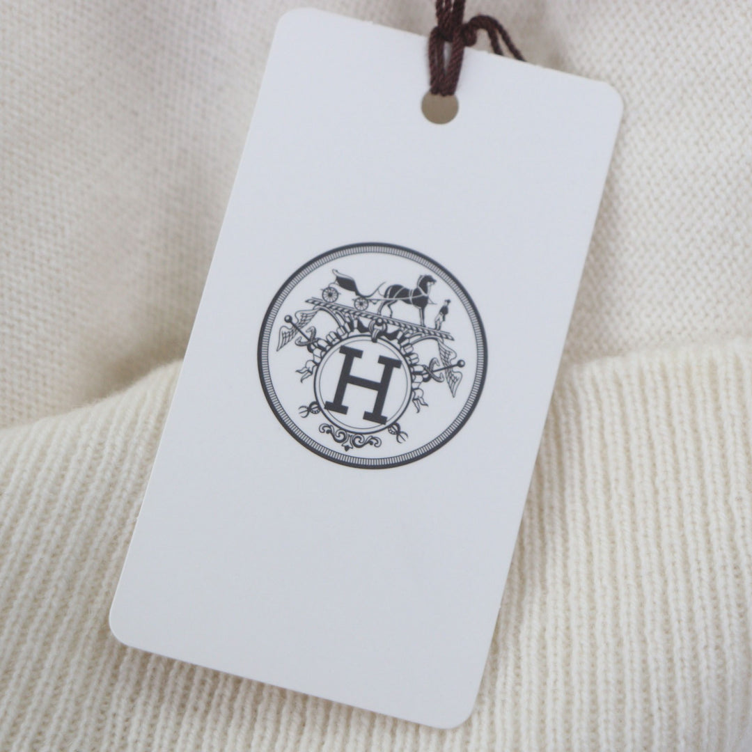 Pristine HERMES sweater Crew neck knit Ivory cashmere mens S
