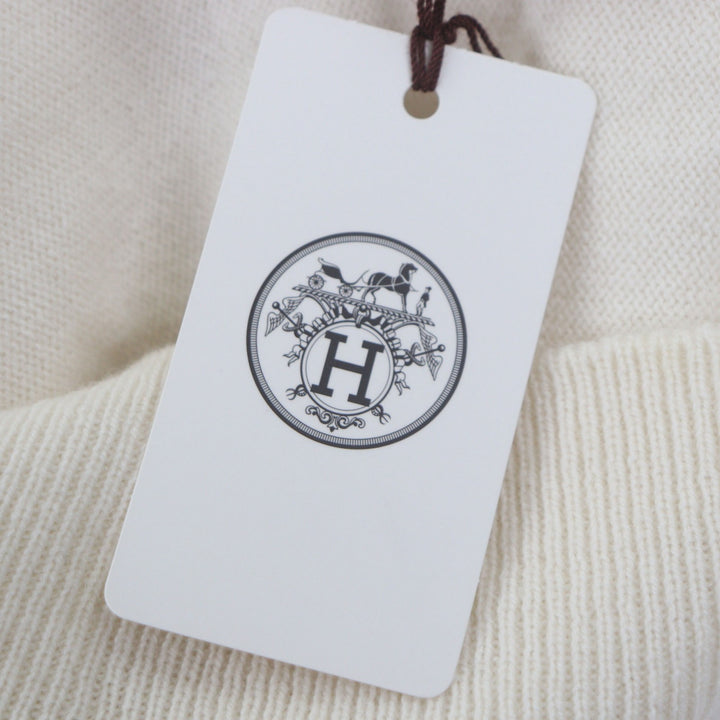 Pristine HERMES sweater Crew neck knit Ivory cashmere mens S