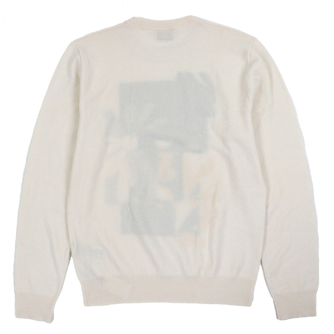 Pristine HERMES sweater Crew neck knit Ivory cashmere mens S